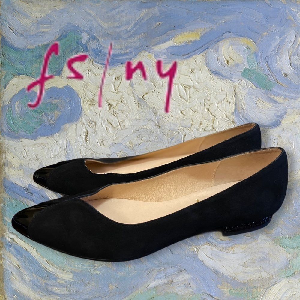 FS/NY Black Suede Leather Pointed Toe Flats 6.5